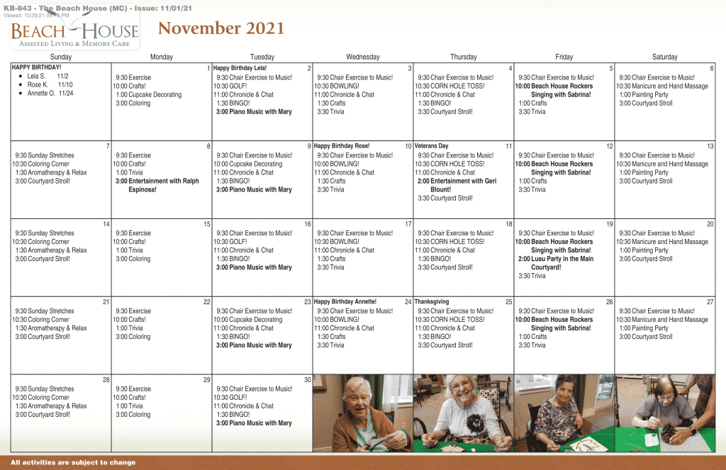 November Calendar MC